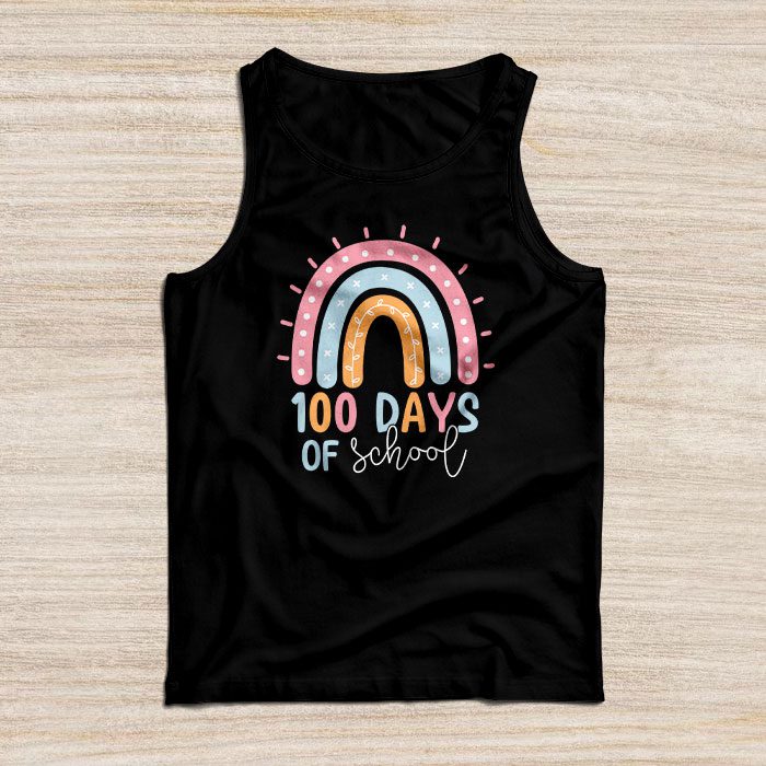 100th Day Of School Teacher 100 Days Smarter Boho Rainbow Tank Top