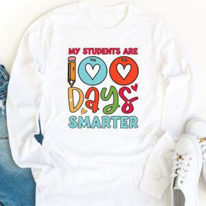 100th Day of School My Students are 100 Days Smarter Teacher Longsleeve Tee 1