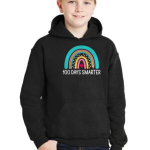 100th Day of School Teacher 100 days smarter rainbow Hoodie 2 3