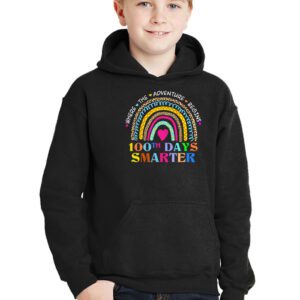 100th Day of School Teacher 100 days smarter rainbow Hoodie 2