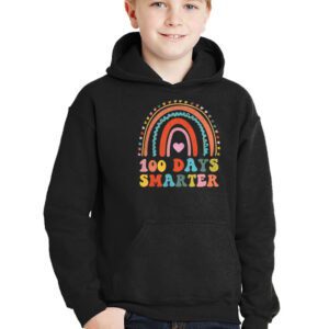 100th Day of School Teacher 100 days smarter rainbow Hoodie 2 4