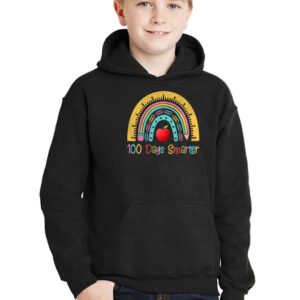 100th Day of School Teacher 100 days smarter rainbow Hoodie 2 5