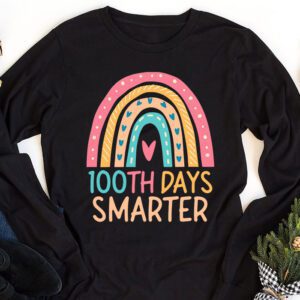 100th Day of School Teacher 100 days smarter rainbow Longsleeve Tee 1 1