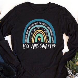 100th Day of School Teacher 100 days smarter rainbow Longsleeve Tee 1 2