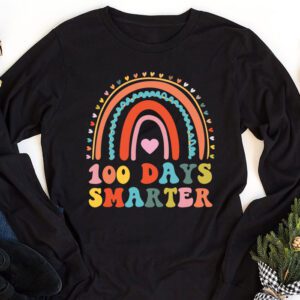 100th Day of School Teacher 100 days smarter rainbow Longsleeve Tee 1 4