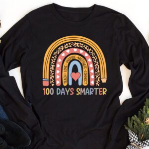 100th Day of School Teacher 100 days smarter rainbow Longsleeve Tee 1 6