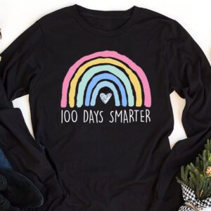 100th Day of School Teacher 100 days smarter rainbow Longsleeve Tee 1 8