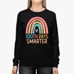 100th Day of School Teacher 100 days smarter rainbow Longsleeve Tee 2 1