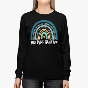 100th Day of School Teacher 100 days smarter rainbow Longsleeve Tee 2 2