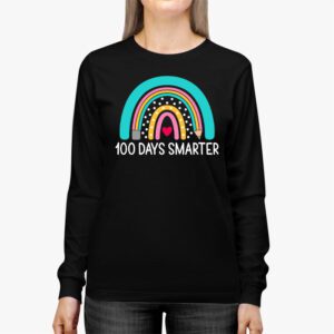 100th Day of School Teacher 100 days smarter rainbow Longsleeve Tee 2 3