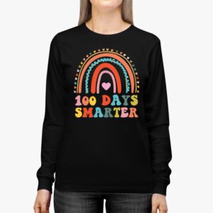 100th Day of School Teacher 100 days smarter rainbow Longsleeve Tee 2 4