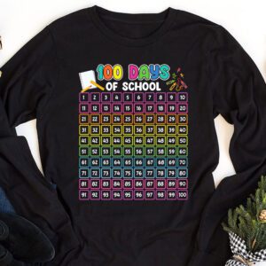 100th Day of School Teacher Kids 100 Days Math Numbers Longsleeve Tee 1 1