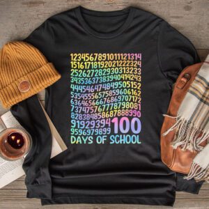 100th Day of School Teacher Kids 100 Days Math Numbers Longsleeve Tee