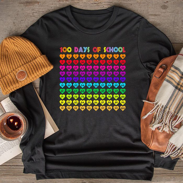 100th Day of School Teacher Kids 100 Days Math Numbers Longsleeve Tee