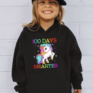 100th Day of School Unicorn 100 Days Smarter Kindergarten Hoodie 2 4