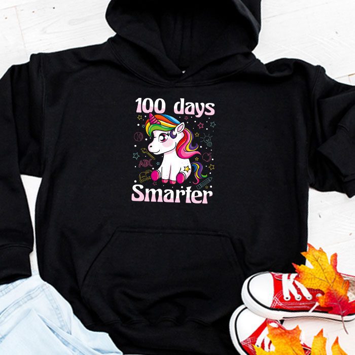 100th Day of School Unicorn 100 Days Smarter Kindergarten Hoodie