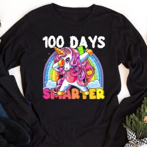 100th Day of School Unicorn 100 Days Smarter Kindergarten Longsleeve Tee 1 2