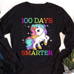 100th Day of School Unicorn 100 Days Smarter Kindergarten Longsleeve Tee 1 4