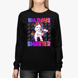 100th Day of School Unicorn 100 Days Smarter Kindergarten Longsleeve Tee 2 1