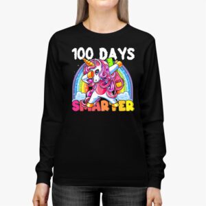 100th Day of School Unicorn 100 Days Smarter Kindergarten Longsleeve Tee 2 2