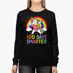 100th Day of School Unicorn 100 Days Smarter Kindergarten Longsleeve Tee 2