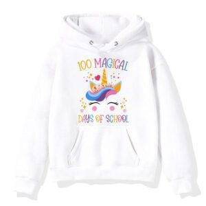 100th Day of School Unicorn 100 Magical Days Teacher Girls Hoodie 1 1