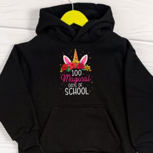 100th Day of School Unicorn 100 Magical Days Teacher Girls Hoodie 1 4