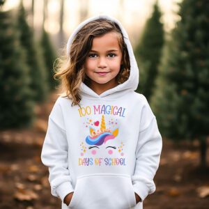 100th Day of School Unicorn 100 Magical Days Teacher Girls Hoodie 2 1