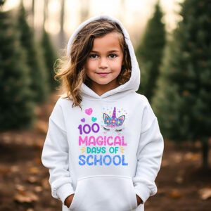 100th Day of School Unicorn 100 Magical Days Teacher Girls Hoodie 2