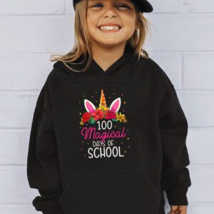 100th Day of School Unicorn 100 Magical Days Teacher Girls Hoodie 2 4