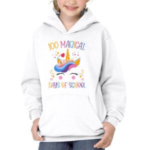 100th Day of School Unicorn 100 Magical Days Teacher Girls Hoodie 3 1