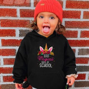 100th Day of School Unicorn 100 Magical Days Teacher Girls Hoodie 3 4