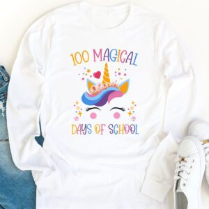 100th Day of School Unicorn 100 Magical Days Teacher Girls Longsleeve Tee 1 1