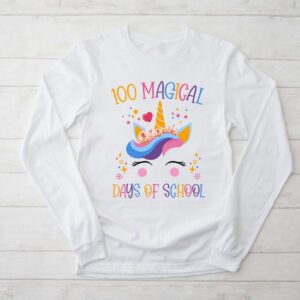 100th Day of School Unicorn 100 Magical Days Teacher Girls Longsleeve Tee 2 1