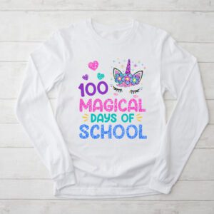 100th Day of School Unicorn 100 Magical Days Teacher Girls Longsleeve Tee 2