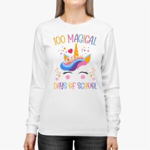 100th Day of School Unicorn 100 Magical Days Teacher Girls Longsleeve Tee 3 1