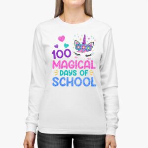 100th Day of School Unicorn 100 Magical Days Teacher Girls Longsleeve Tee 3