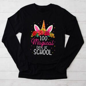 100th Day of School Unicorn 100 Magical Days Teacher Girls Longsleeve Tee