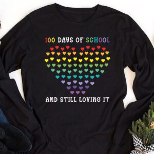 100th Day of School and Still Loving It 100 Rainbow Hearts Longsleeve Tee 1 3