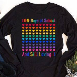 100th Day of School and Still Loving It 100 Rainbow Hearts Longsleeve Tee 1 100th Day of School and Still Loving It 100 Rainbow Hearts Longsleeve Tee 1