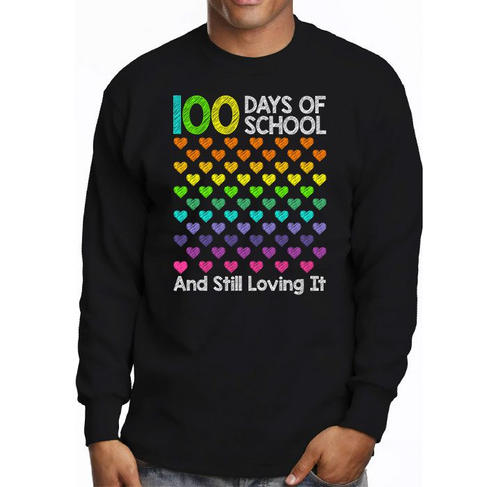100th-Day-of-School-and-Still-Loving-It-100-Rainbow-Hearts-Longsleeve-Tee-3 100th Day of School and Still Loving It 100 Rainbow Hearts Longsleeve Tee 3 4