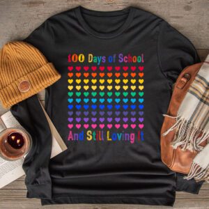 100th Day of School and Still Loving It 100 Rainbow Hearts Longsleeve Tee