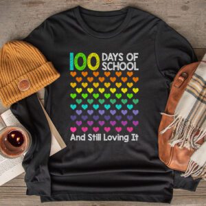 100th Day of School and Still Loving It 100 Rainbow Hearts Longsleeve Tee