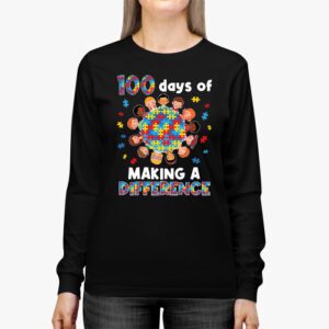 Autism Awareness Making Differences 100 Days Of School Longsleeve Tee 2 1