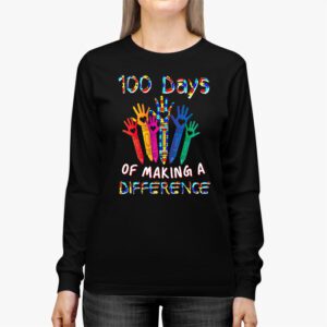 Autism Awareness Making Differences 100 Days Of School Longsleeve Tee 2