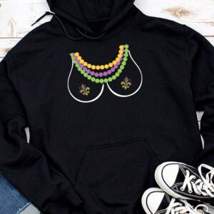 Boobshirt Mardi Gras 2024 Shirt Funny Beads Boobs Outline Hoodie