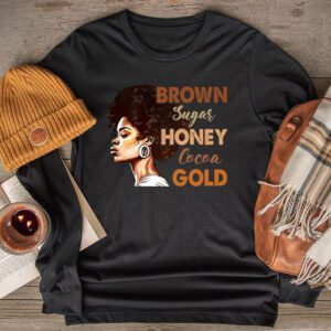 Brown Sugar Honey Black History Month BLM Melanin Afro Queen Longsleeve Tee 2 3