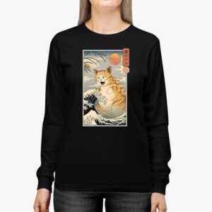 Catzilla Cat Japanese Art Funny Cat Gifts For Men Women Kid Longsleeve Tee 2 1