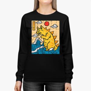 Catzilla Cat Japanese Art Funny Cat Gifts For Men Women Kid Longsleeve Tee 2 3