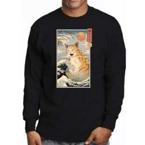 Catzilla Cat Japanese Art Funny Cat Gifts For Men Women Kid Longsleeve Tee 3 1